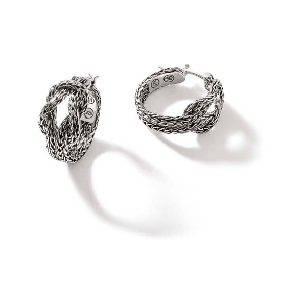 John Hardy Manah Classic Chain Love Knot Hoop Earrings in Sterling Silver