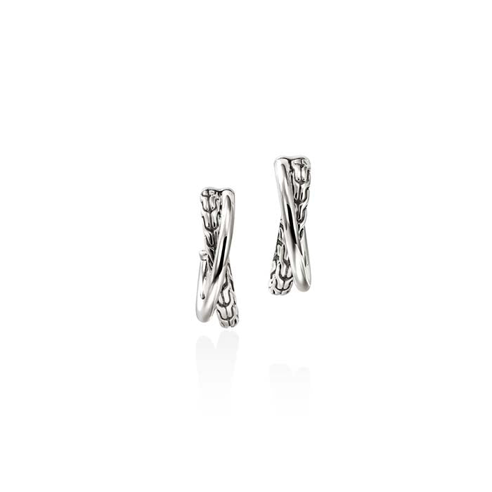 John Hardy Essential Crossover Hoop Earring in Sterling Silver, 20.5MM