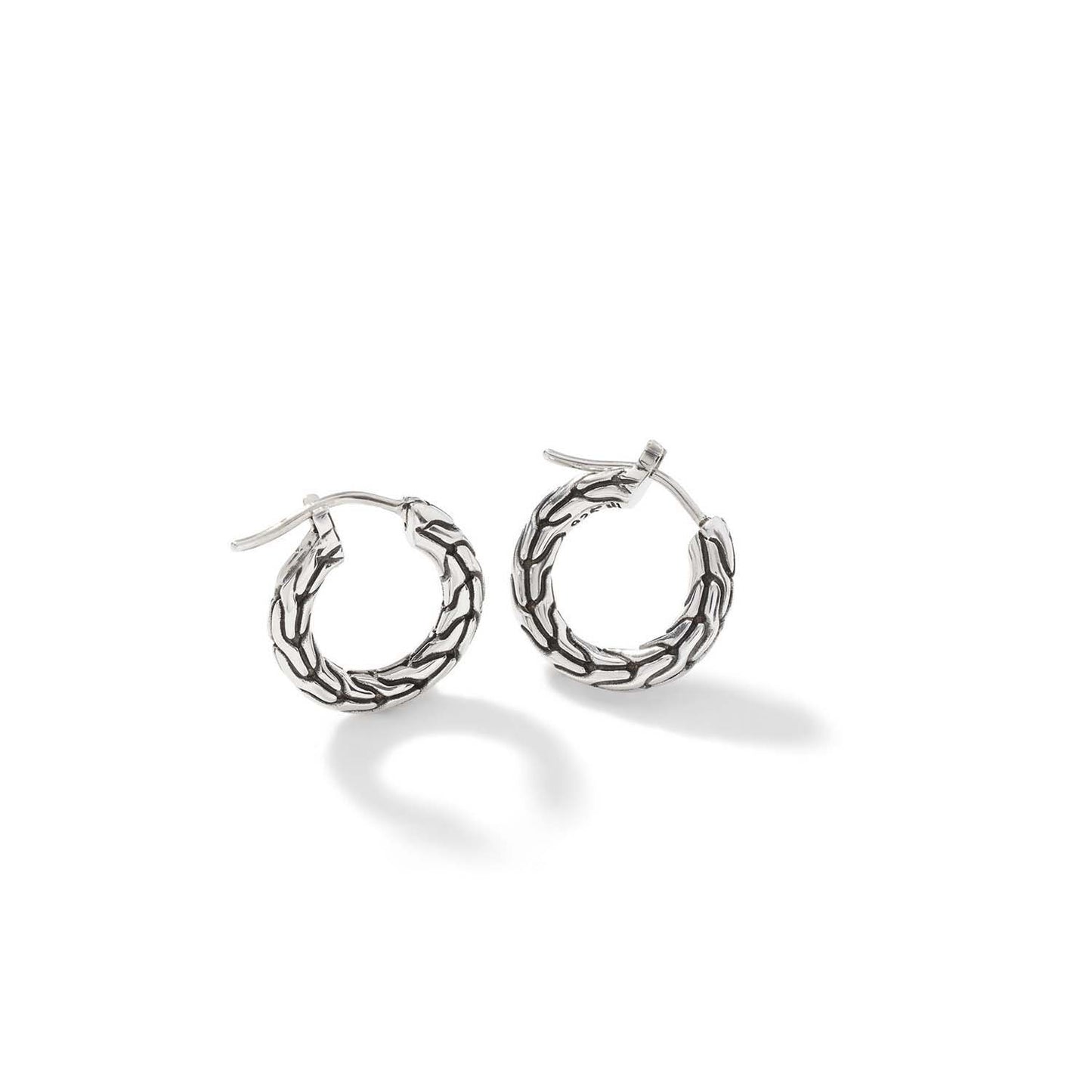 John Hardy Carved Chain Extra Small Hoop Earrings in Sterling Silver