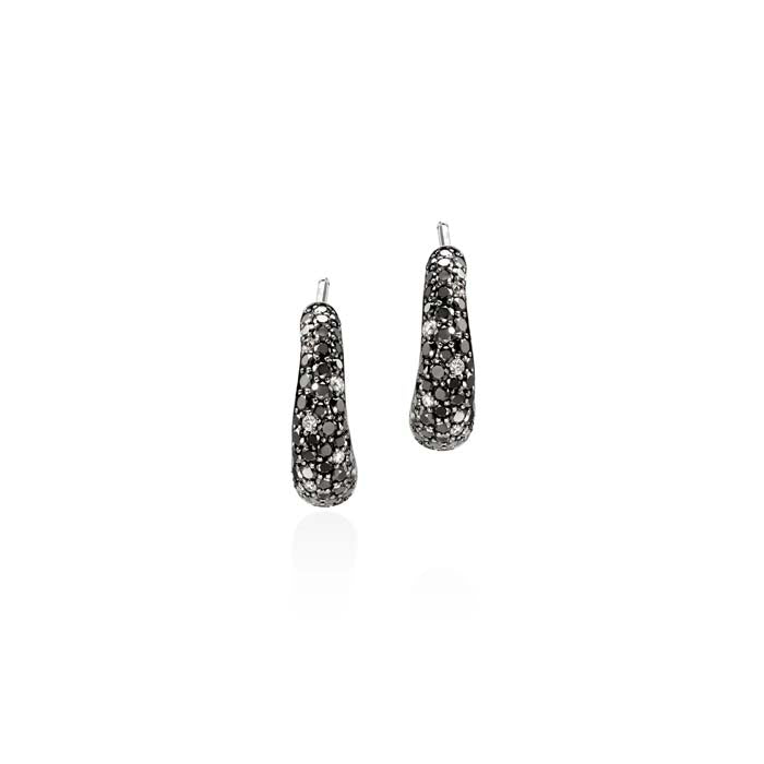 John Hardy Surf Hoop Earrings "Black Sand" Diamond Pavé Earrings in Sterling silver, 15.5mm