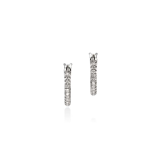 John Hardy Pavé Diamond 9MM Hoop Earring in Sterling Silver