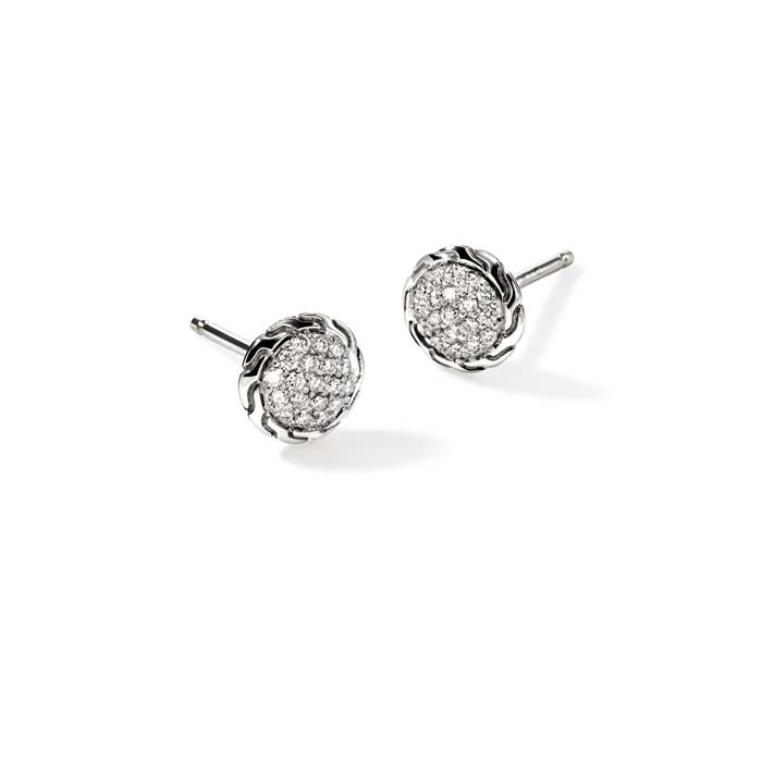 John Hardy Essential Diamond Pavé Stud Earrings in Sterling Silver, 7MM