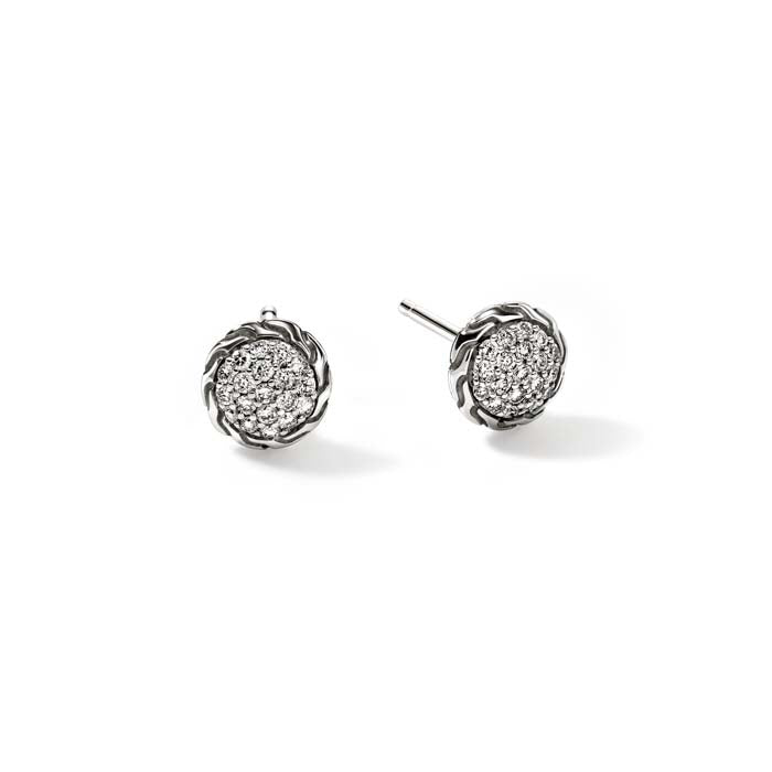 John Hardy Essential Diamond Pavé Stud Earrings in Sterling Silver, 7MM