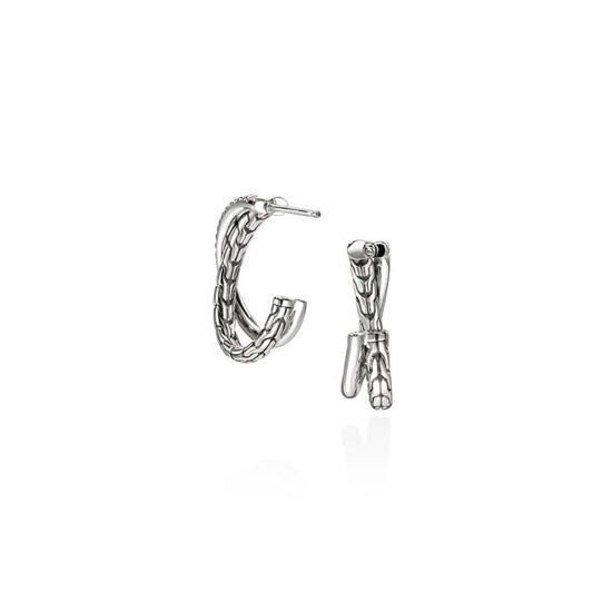 John Hardy Essential Diamond Pavé Crossover Hoop Earring in Sterling Silver, 20.5MM