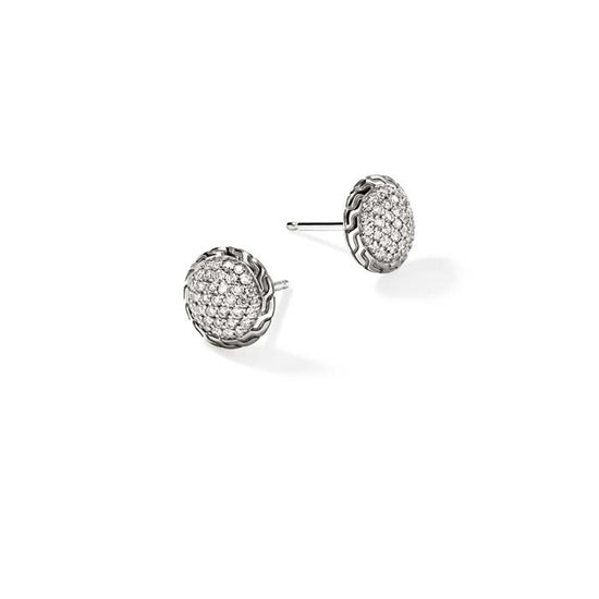 John Hardy Essential Diamond Pavé Stud Earrings in Sterling Silver, 10MM