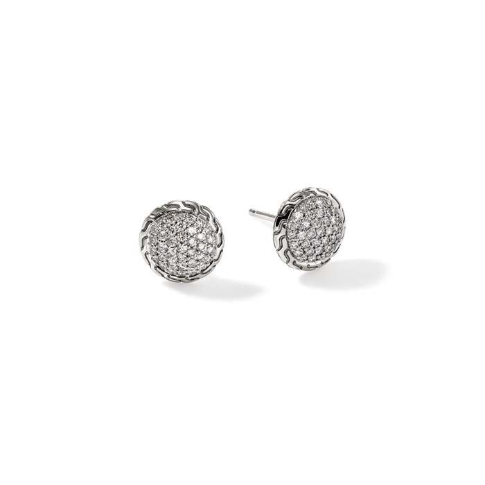 John Hardy Essential Diamond Pavé Stud Earrings in Sterling Silver, 10MM