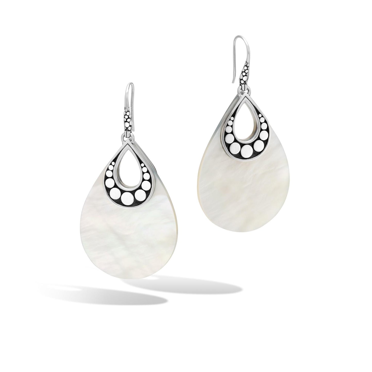 John Hardy Mother of Pearl Dot Drop Earrings in Sterling Silver