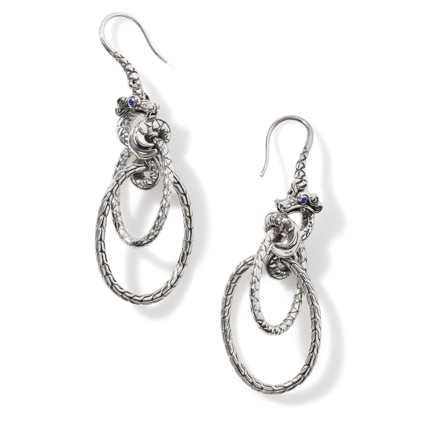 John Hardy Legends Naga Drop Hoop Earrings in Sterling Silver