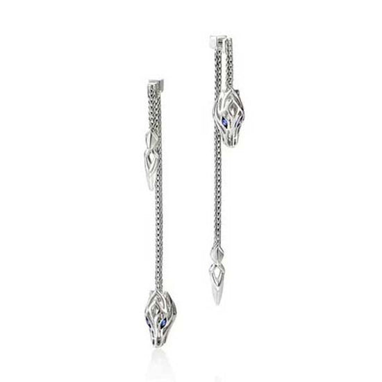 John Hardy Naga Drop Earrings with Blue Sapphires in Sterling Silver