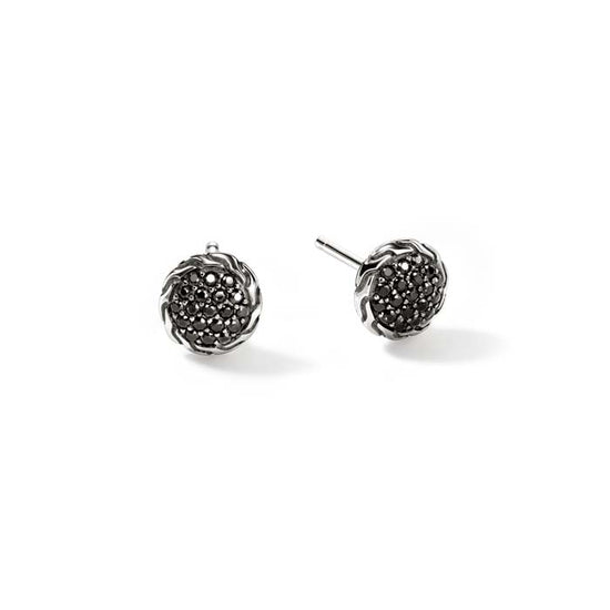 John Hardy Essential Black Sapphire Pavé Stud Earrings in Sterling Silver, 7MM