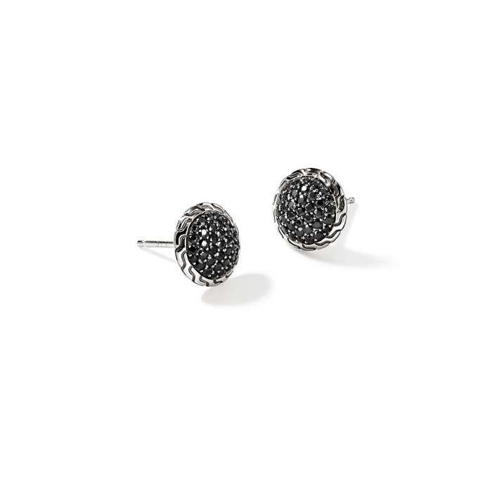 John Hardy Essential Black Sapphire Pavé Stud Earrings in Sterling Silver, 10MM