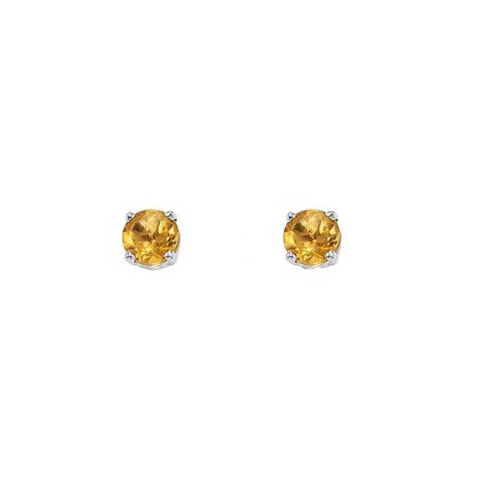 Mountz Collection Citrine Stud Earrings in 14K White Gold