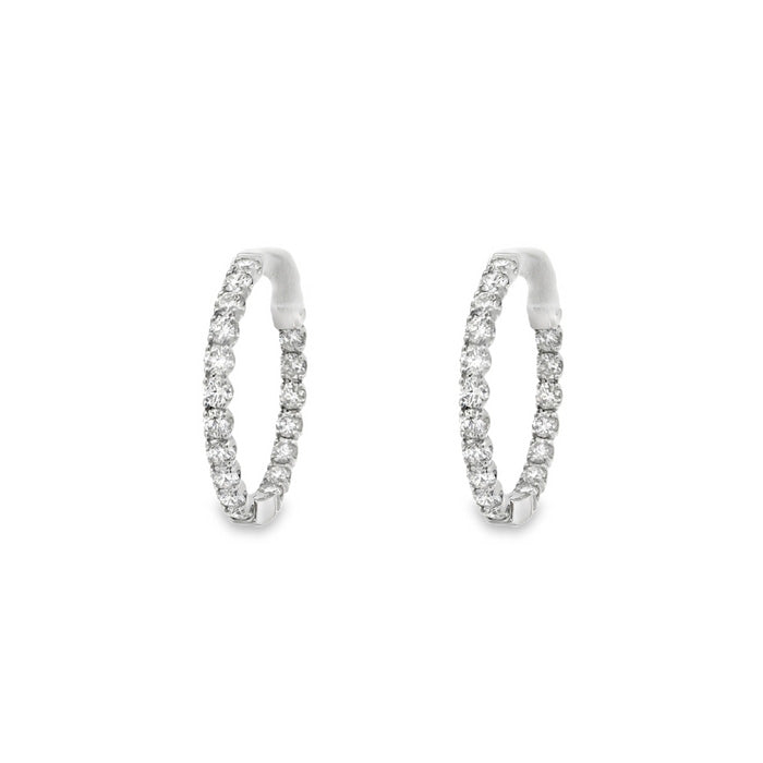 Mountz Collection Diamond Inside-Outside Round Hoop Earrings in 14K White Gold