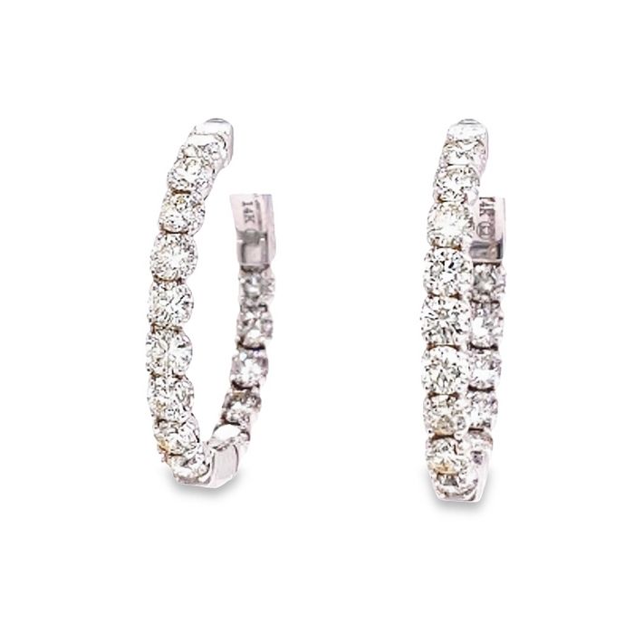 Mountz Collection 2.51CTW Oval Diamond Hoop Inside-Outside Earrings in 14K White Gold