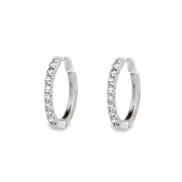 Mountz Collection Diamond Oval Hoop Earrings 14K White Gold