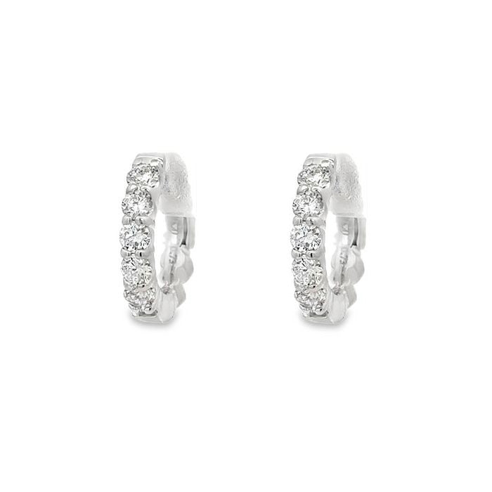 Mountz Collection Diamond Round Huggie Earrings in 14K White Gold