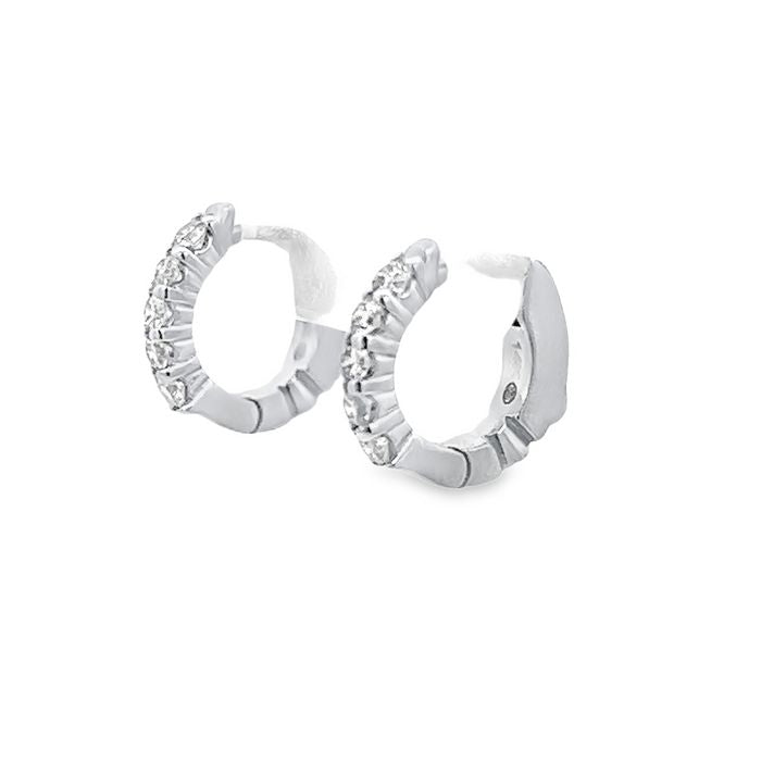 Mountz Collection Diamond Round Huggie Earrings in 14K White Gold