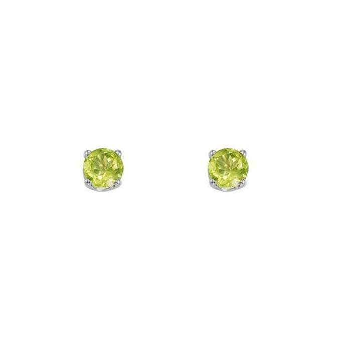 Mountz Collection Peridot Stud Earrings in 14K White Gold