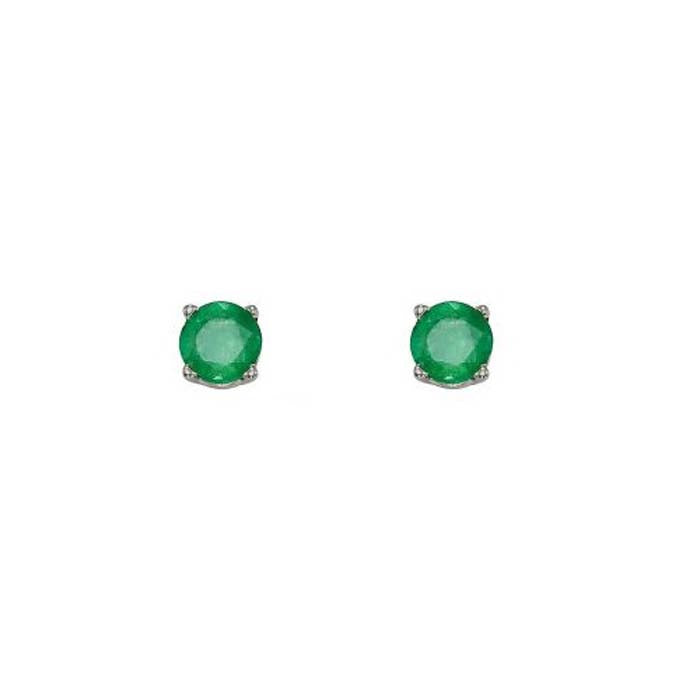 Mountz Collection Emerald Stud Earrings in 14K White Gold