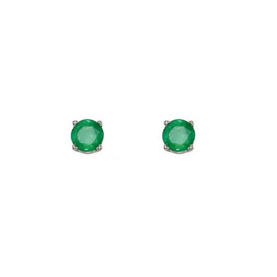 Mountz Collection Emerald Stud Earrings in 14K White Gold