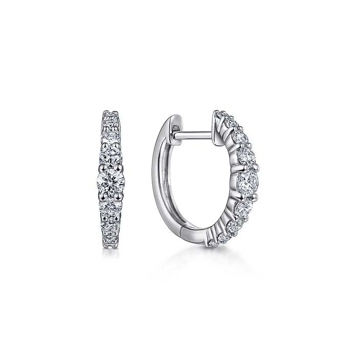 Gabriel & Co. Lasso Classic Diamond Round Huggie Earrings in 14K White Gold