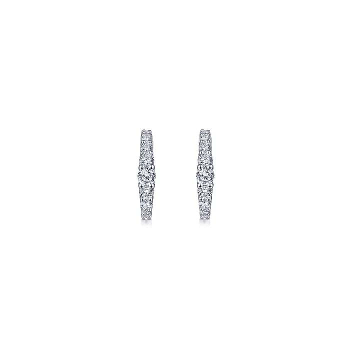 Gabriel & Co. Lasso Classic Diamond Round Huggie Earrings in 14K White Gold