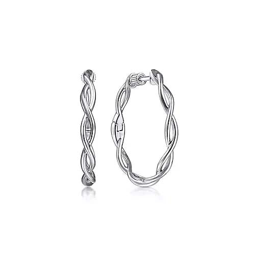 Gabriel & Co. 25MM Twisted Round Classic Hoop Earrings in Sterling Silver