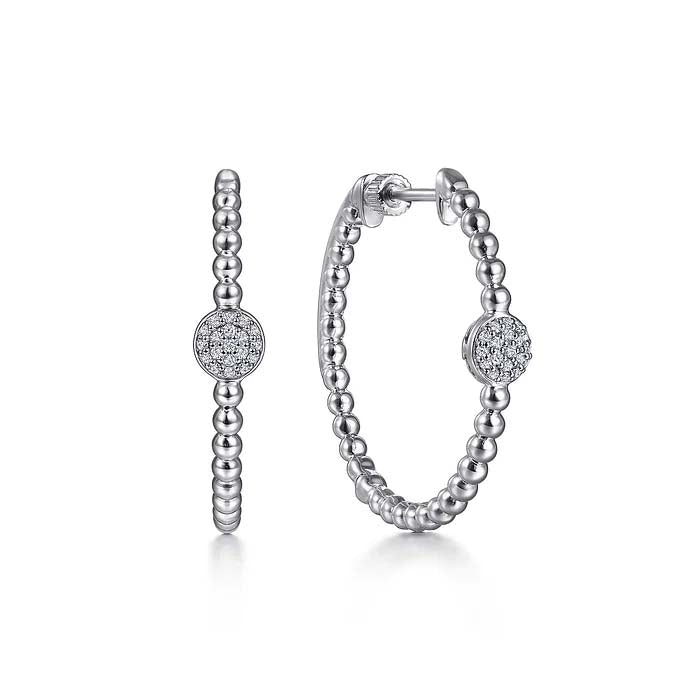 Gabriel & Co. White Sapphire Bujukan Classic Hoop Earrings in Sterling Silver