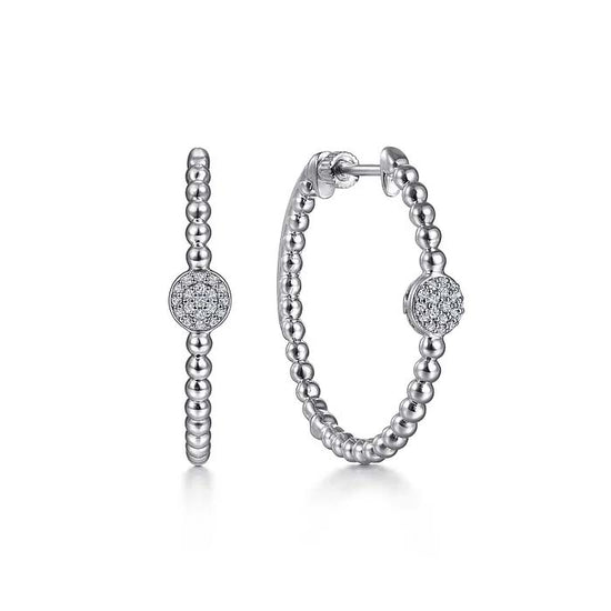 Gabriel & Co. White Sapphire Bujukan Classic Hoop Earrings in Sterling Silver