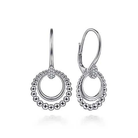 Gabriel & Co. Bujukan White Sapphire Circle Drop Earrings in Sterling Silver