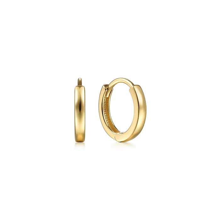 Gabriel & Co. Contemporary Plain Huggie Earrings in 14K Yellow Gold