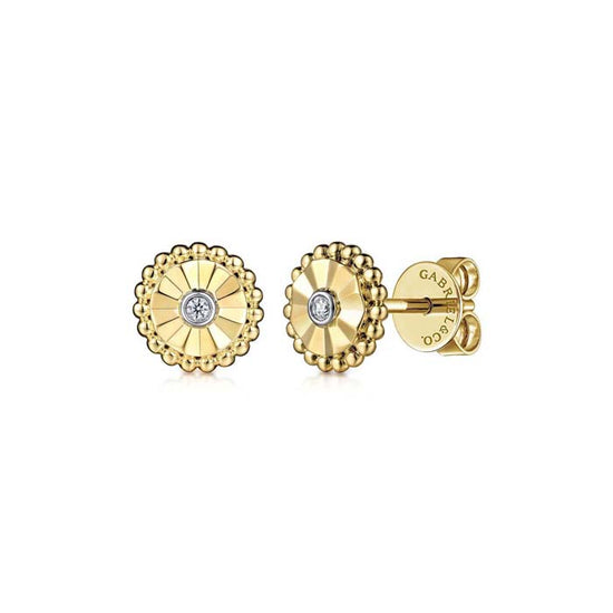 Gabriel & Co. Bujukan Diamond Stud Earrings in 14K Yellow and White Gold