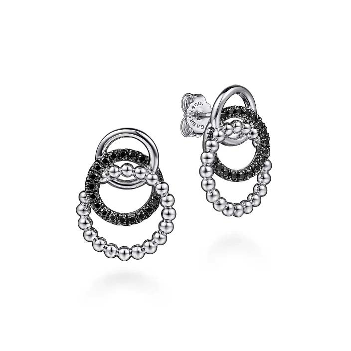 Gabriel & Co. Black Spinel Bujukan Link Stud Earrings in Sterling Silver