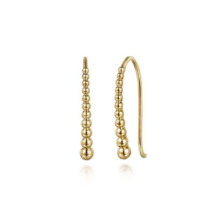 Gabriel & Co. Graduated Bujukan Ball Drop Frenchwire Earrings in 14K Yellow Gold