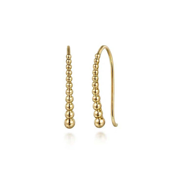 Gabriel & Co. Graduated Bujukan Ball Drop Frenchwire Earrings in 14K Yellow Gold