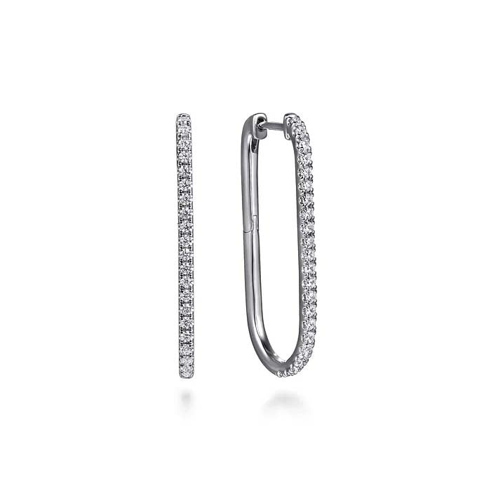 Gabriel & Co. Diamond Classic Elongated Oval Hoop Earrings in 14K White Gold