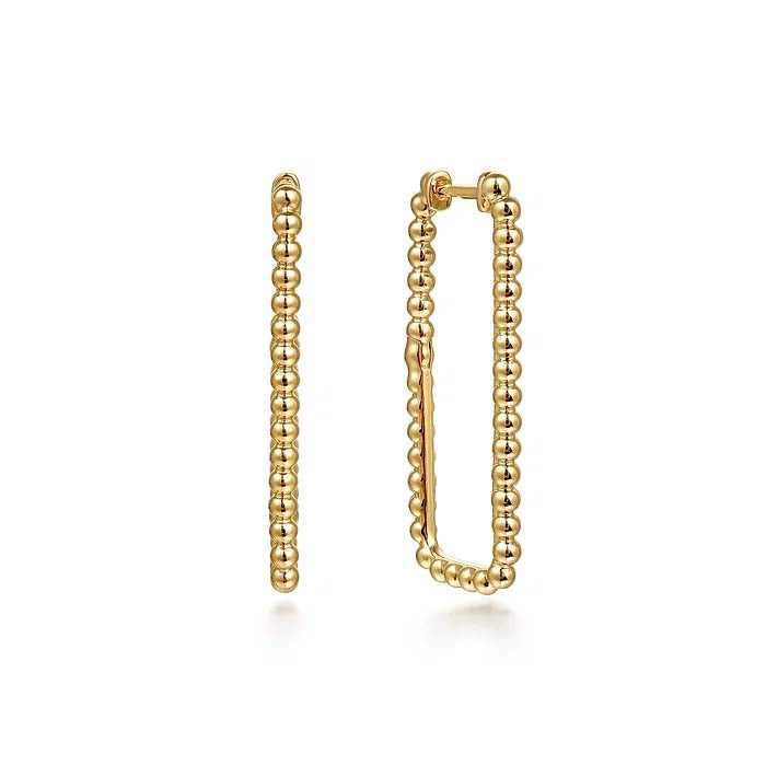 Gabriel & Co. Bujukan Beads Rectangular Hoop Earrings in 14K Yellow Gold