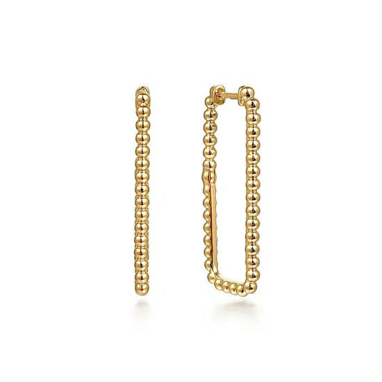 Gabriel & Co. Bujukan Beads Rectangular Hoop Earrings in 14K Yellow Gold