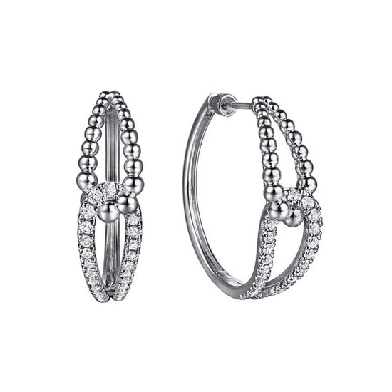 Gabriel & Co Bujukan White Sappire Interlocking Hoop Earrings in Sterling Silver