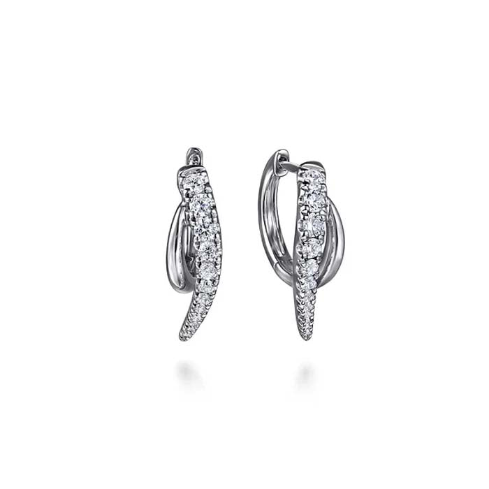 Gabriel & Co Kaslique Graduated Diamond Spike Huggie Earrings in 14K White Gold