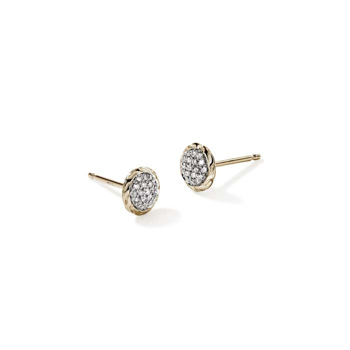 John Hardy Essential Diamond Pavé Stud Earrings in 14K Yellow Gold, 7MM