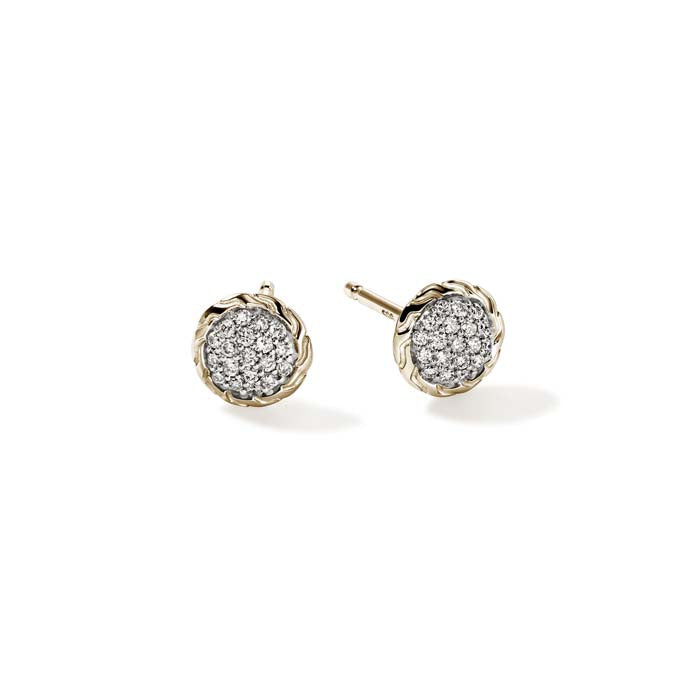 John Hardy Essential Diamond Pavé Stud Earrings in 14K Yellow Gold, 7MM