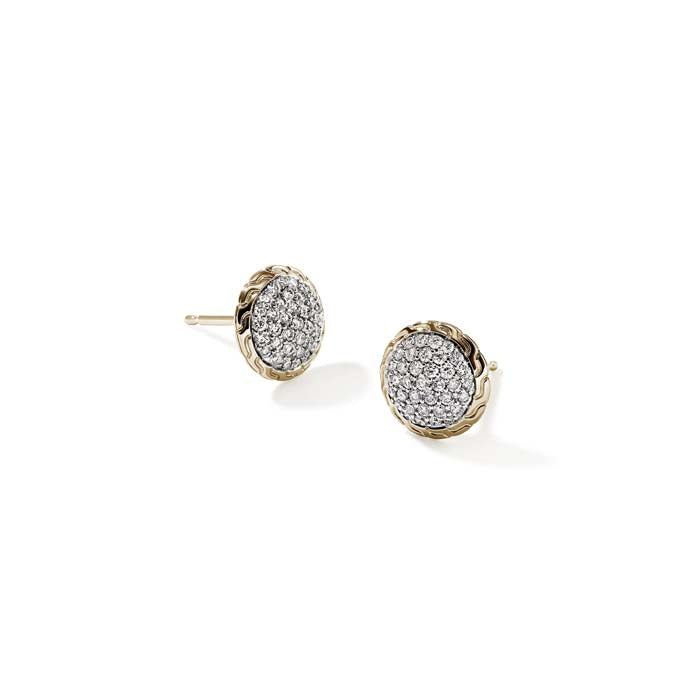 John Hardy Essential Diamond Pavé Stud Earrings in14K Yellow Gold, 10MM