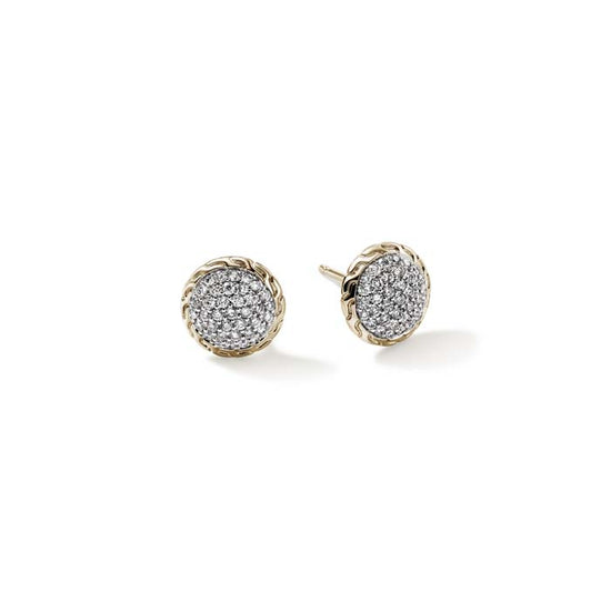 John Hardy Essential Diamond Pavé Stud Earrings in14K Yellow Gold, 10MM