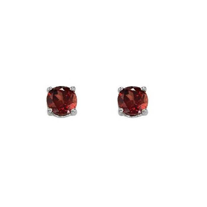 Mountz Collection Garnet Stud Earrings in 14K White Gold