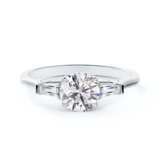 De Beers Forevermark Three Stone Tapered Baguette Complete Engagement Ring in Platinum