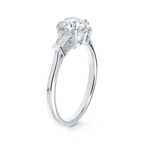 De Beers Forevermark Three Stone Tapered Baguette Complete Engagement Ring in Platinum