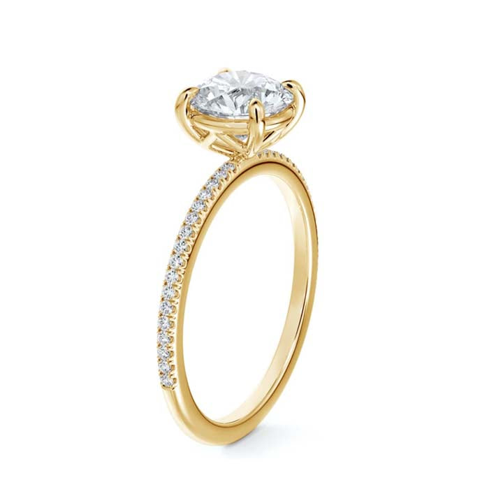 Forevermark Delicate Icon Diamond Band Engagement Ring in 18K Yellow Gold with .50CT Center