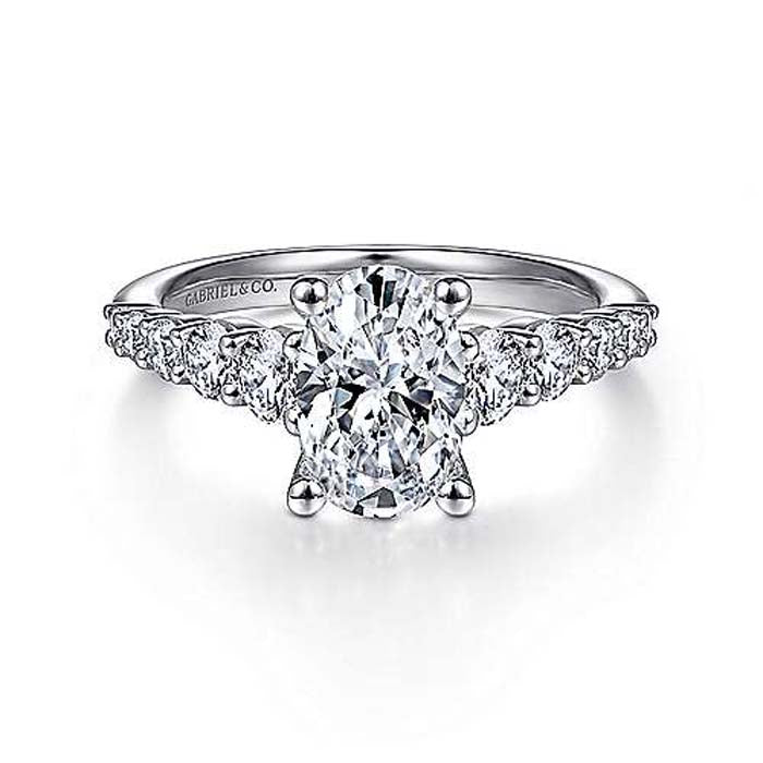 Gabriel & Co. .70-.75CTW "Reed" Oval Diamond Engagement Ring Semi-Mounting in 14K White Gold