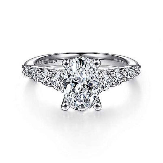 Gabriel & Co. .70-.75CTW "Reed" Oval Diamond Engagement Ring Semi-Mounting in 14K White Gold